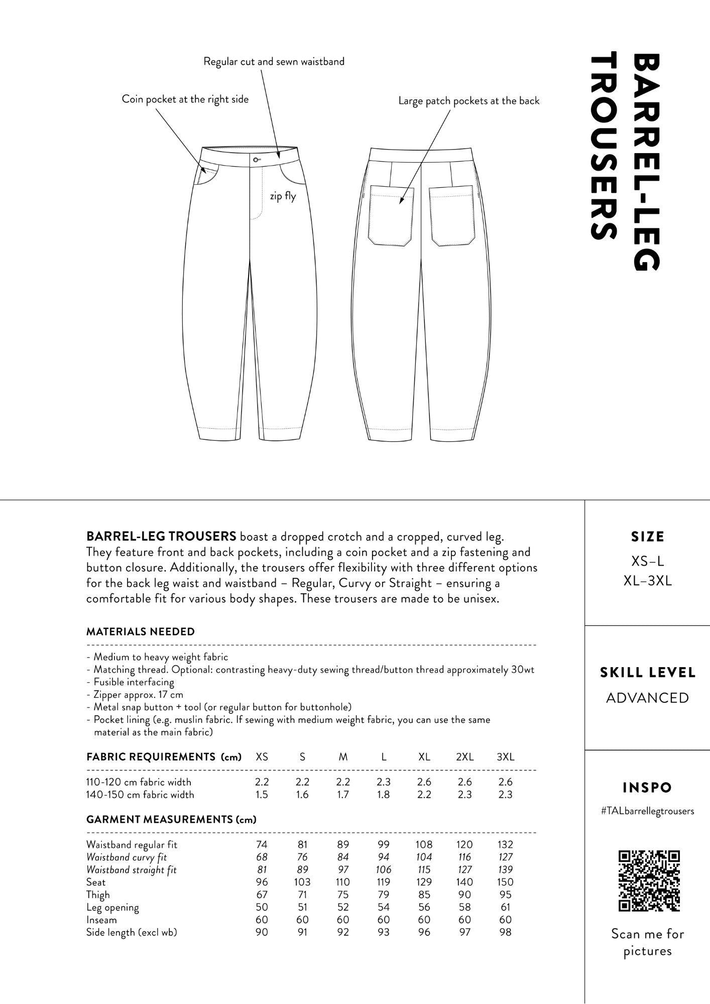 THE ASSEMBLY LINE • Barrel Leg Trousers Sewing Pattern (XL - 3XL) – The ...