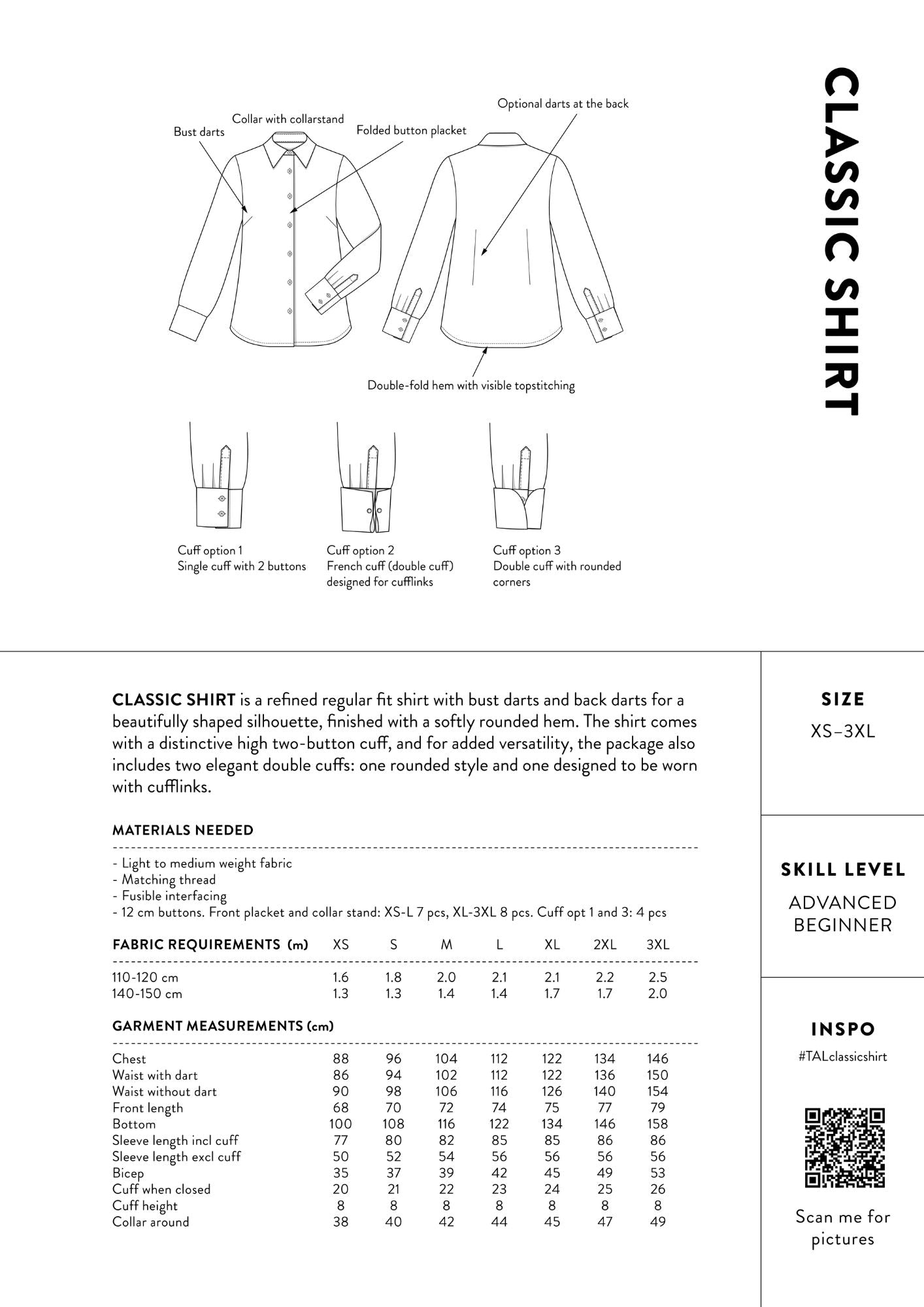 The ASSEMBLY LINE • Classic Shirt Sewing Pattern (XS - 3XL) – The ...