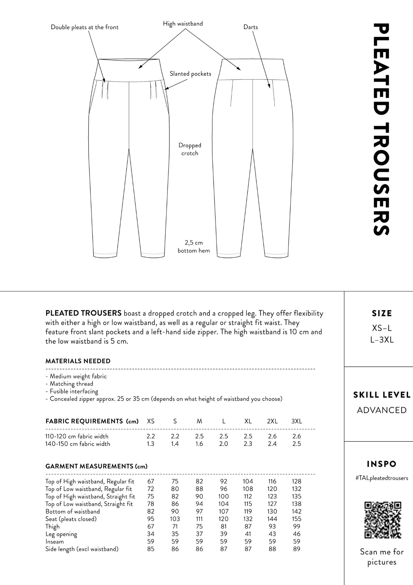 THE ASSEMBLY LINE • Pleated Trousers Sewing Pattern (XS - L) – The ...