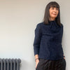 Sevenberry Rustic Indigo Cotton Spaced Lines Fabric