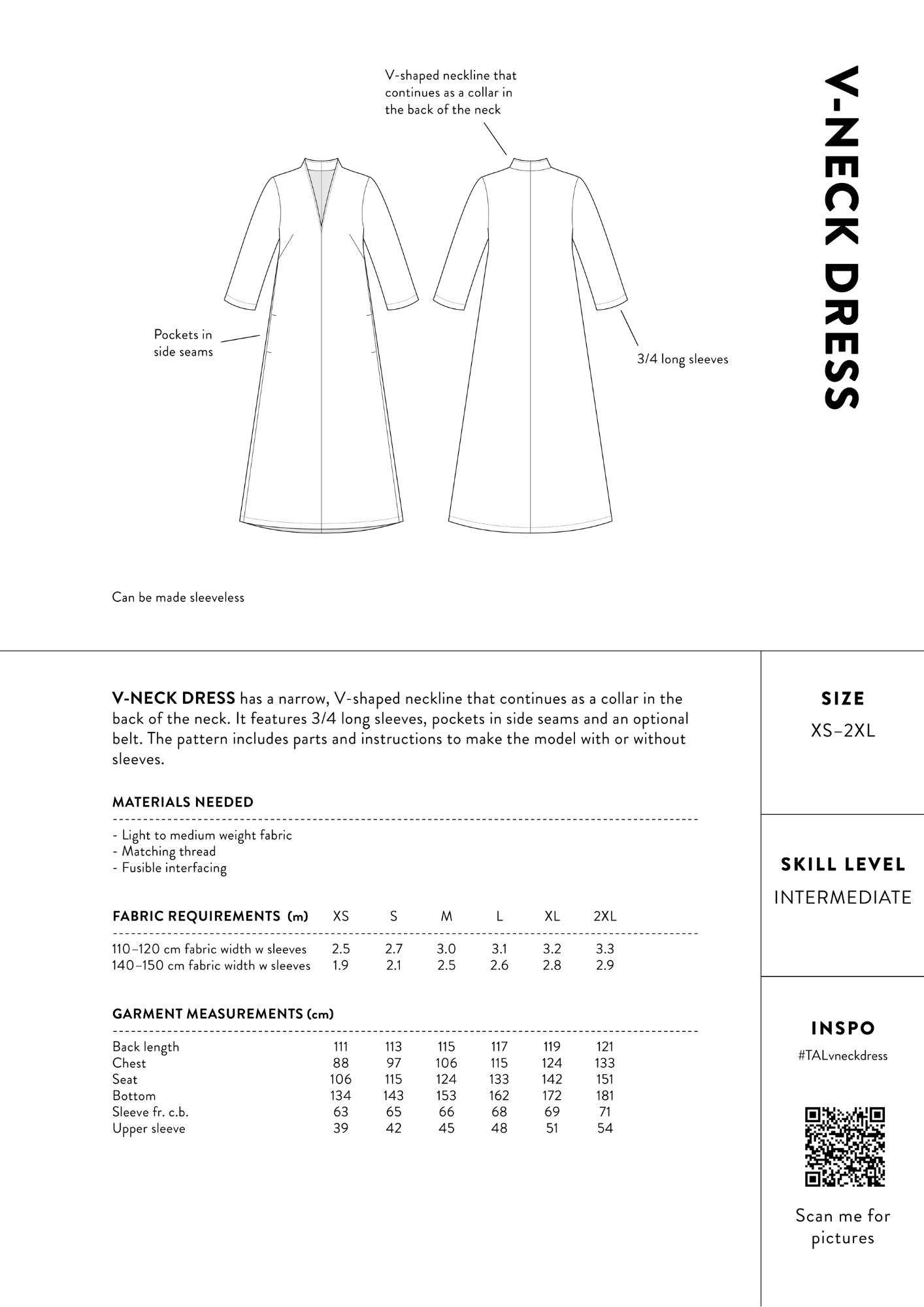pattern for v neck dress THE ASSEMBLY LINE • V-Neck Dress Sewing Pattern (XS