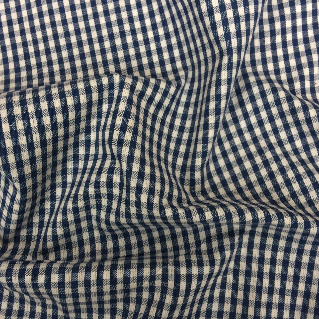 100% Organic Cotton Small Woven Gingham Check Navy