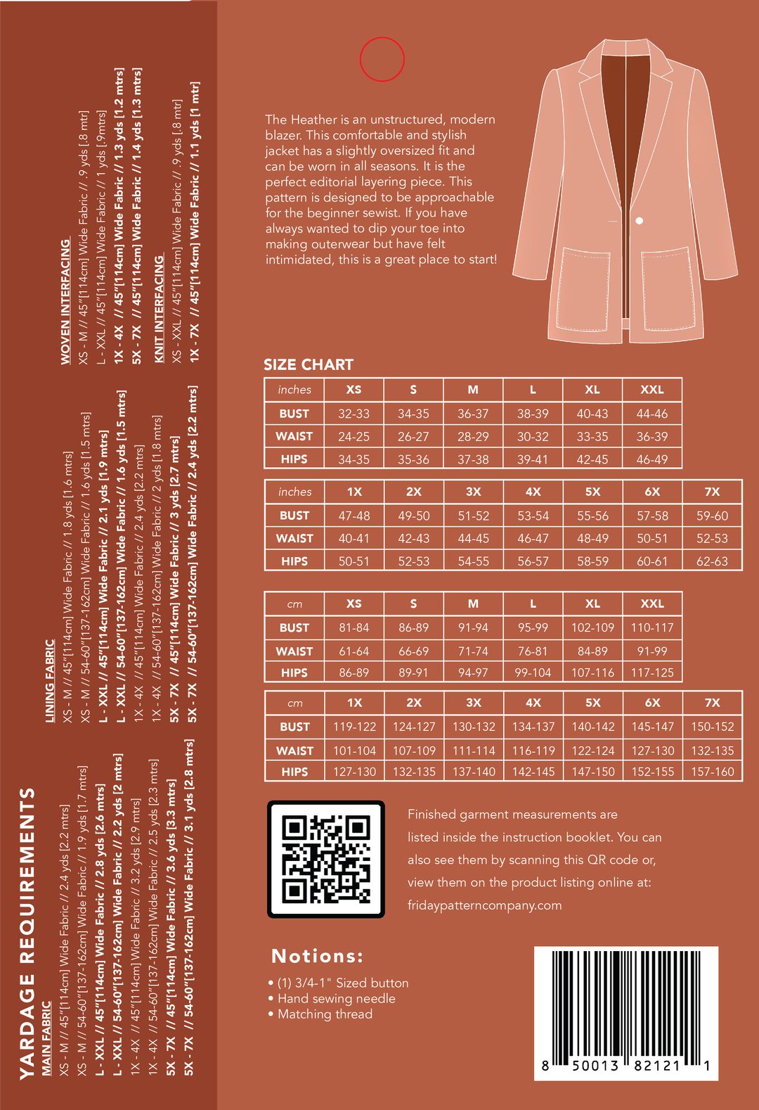 Friday Pattern FRIDAY PATTERN COMPANY • Heather Blazer Sewing Pattern – The Draper's ...