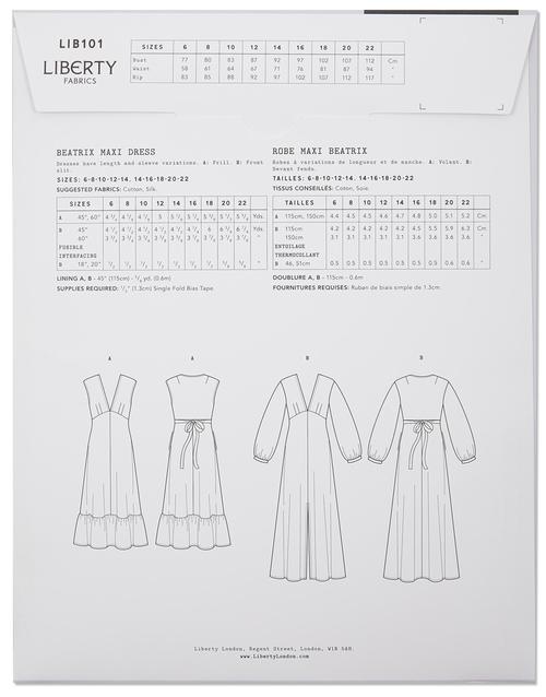 liberty beatrix maxi dress Liberty Fabrics Beatrix Maxi Dress Sewing Pattern