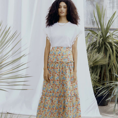 Skirt Patterns for Sewing Women Women's Fashion Print Layered Size Extender  Sheer Skirt Slip Half Tiered Plus Skirt White