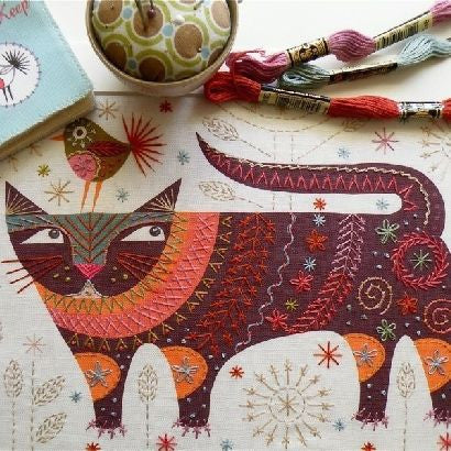 Nancy Nicholson Cat Embroidery Stitch Kit