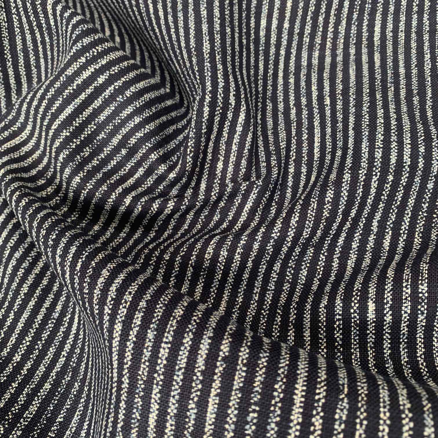 Sevenberry Rustic Indigo Cotton Fabric Broken Lines