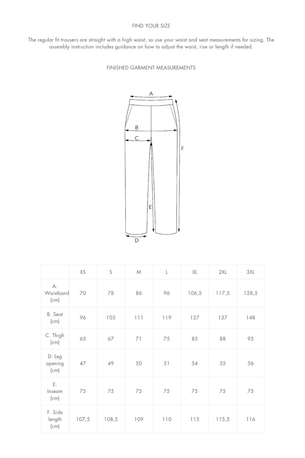 THE ASSEMBLY LINE • Regular Fit Trousers Sewing Pattern (XL - 3XL ...