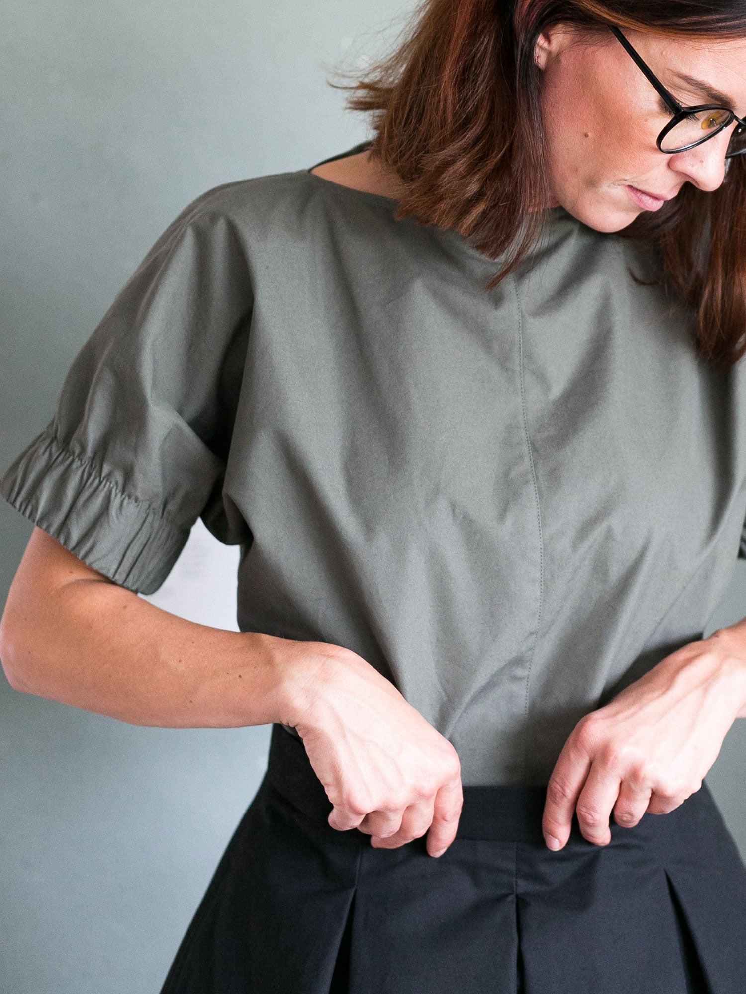 assembly line cuff dress Cookin' & Craftin': Plaid Linen Cuff Dress