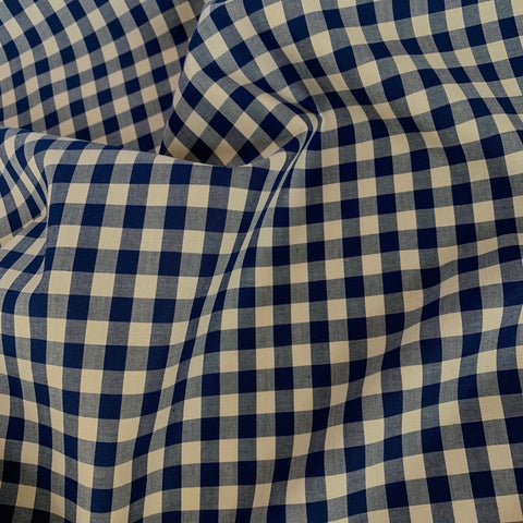 Woven Cotton Gingham Fabric Blue